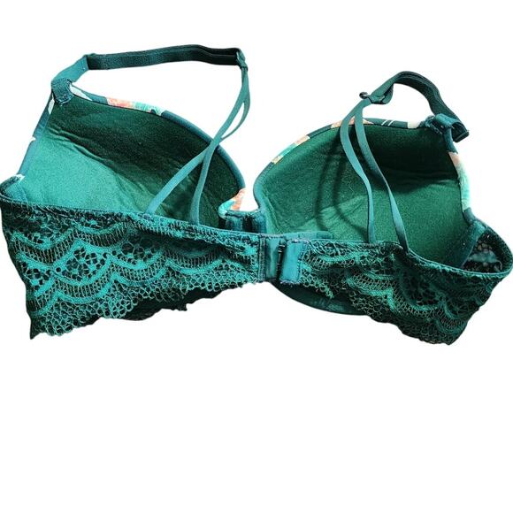 Auden Teal Floral Lightly Padded Underwire Demi Coverage Adjustable Strap 34B - Picture 3 of 6